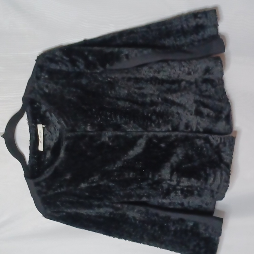 Monari Women's Black Velour Jacket With Press Stud Closure Front. Size 10